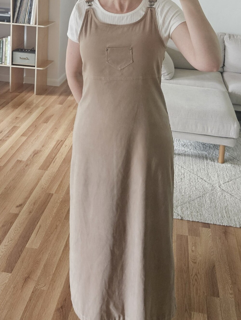 vintage beige 90s y2k grunge overall midi dress cottage urban indie boho jumper